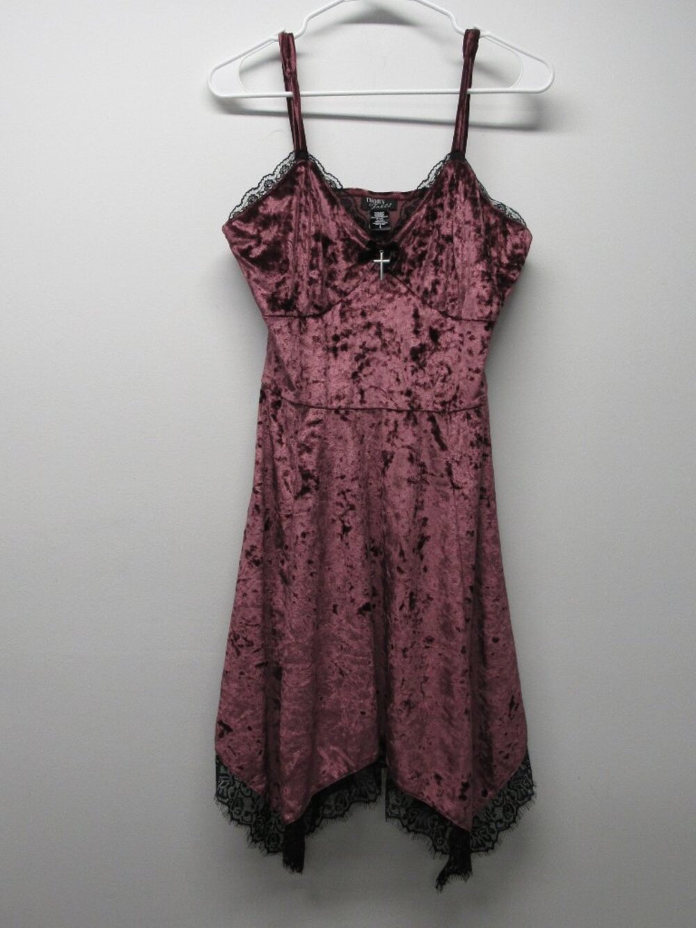 Thorn & Fable Hot Topic Crushed Velvet Skater Coquette 90's Style Fairy Dress L